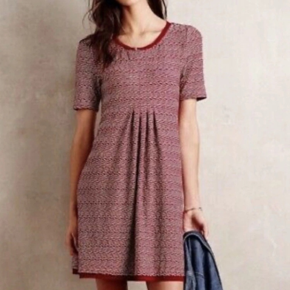 Anthropologie Maeve women’s Dora Maroon textured weave a-line dress size XS